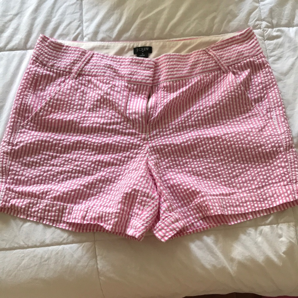 Jcrew city fit pink seersucker shorts